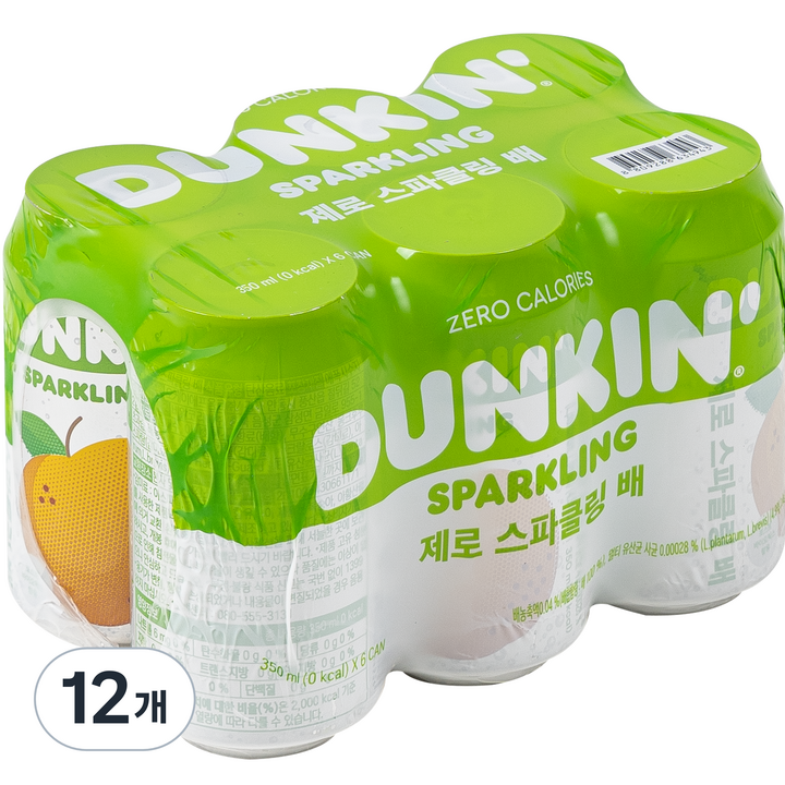 던킨 제로 탄산 배 음료, 350ml, 12개