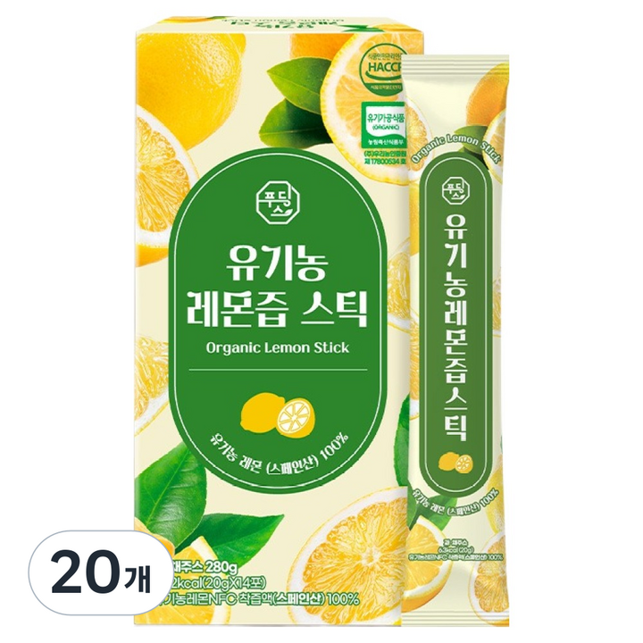 푸딩스 유기농 레몬즙 스틱, 20g, 280개