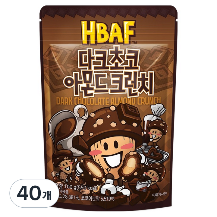 바프 다크초코 아몬드 크런치, 40개, 100g