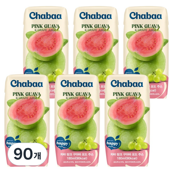 차바 핑크 구아바 포도 주스, 90개, 180ml