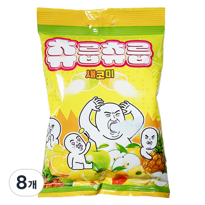 츄릅츄릅 새코미 사우어 소프트 츄잉 과일맛 4종 캔디, 1kg, 8개