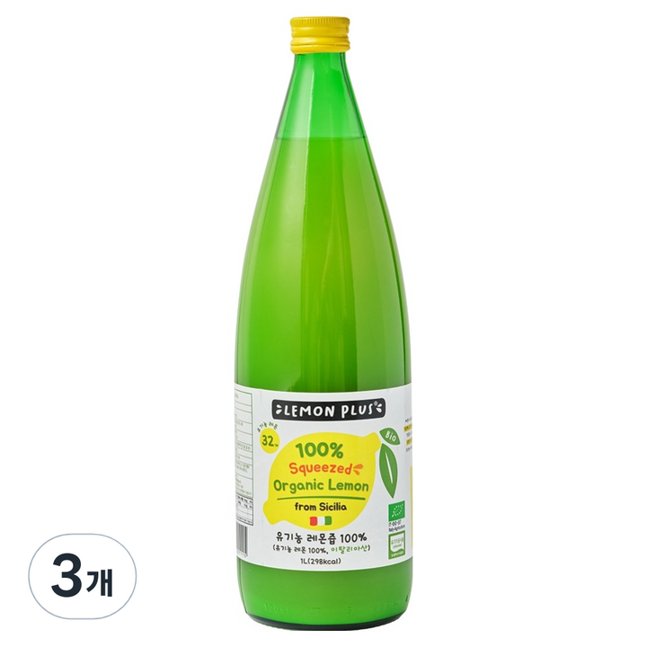 레몬플러스 유기농 레몬즙, 1L, 3개