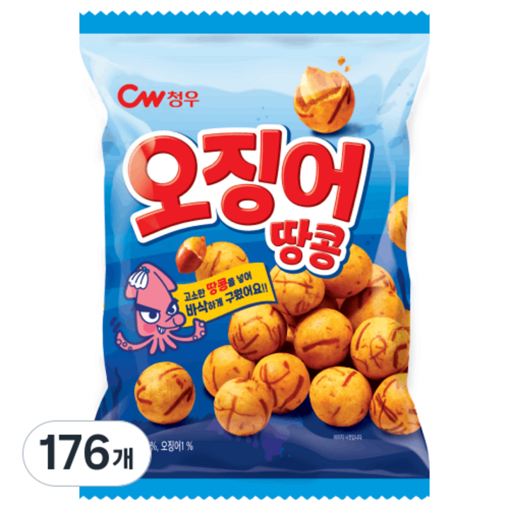 청우식품 오징어땅콩, 90g, 176개