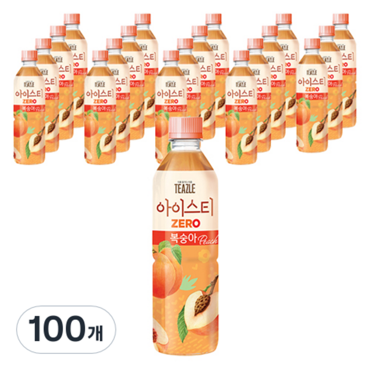 티즐 아이스티 제로 복숭아, 500ml, 100개