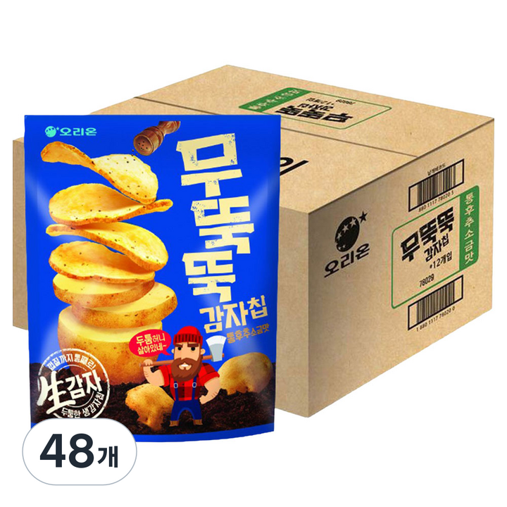 오리온 무뚝뚝감자칩 통후추 소금맛, 60g, 48개