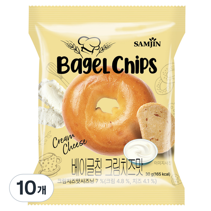 삼진 베이글칩 크림치즈맛, 30g, 10개