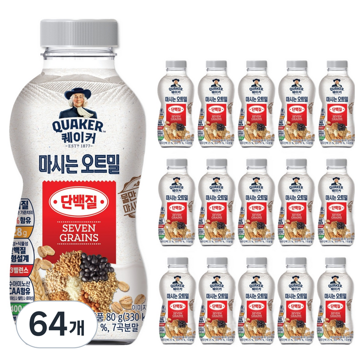 퀘이커 마시는 오트밀 단백질, 80g, 64개