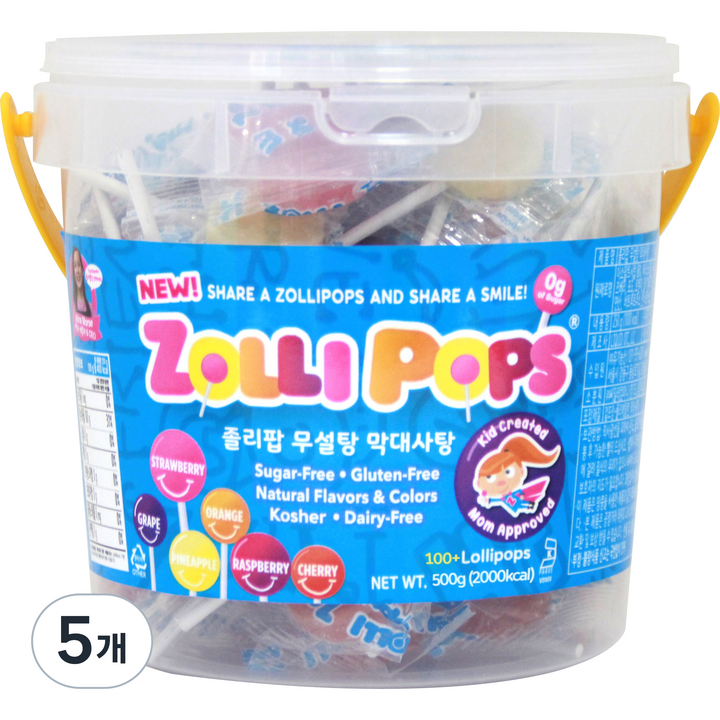 졸리팝 무설탕 막대사탕 100p, 5개, 500g