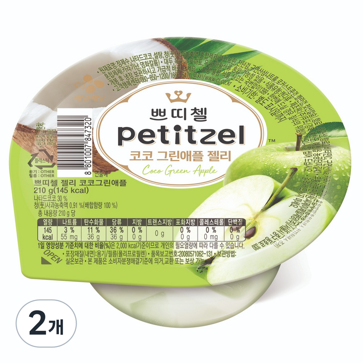 쁘띠첼 코코그린애플 푸딩 1개입, 2개, 210g