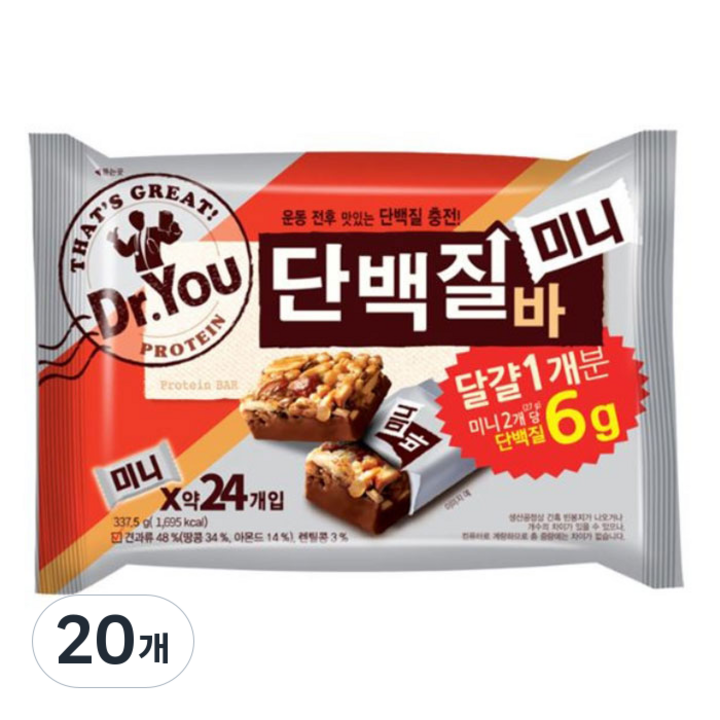 오리온 닥터유 단백질바 미니 (24봉입), 337.5g, 20개