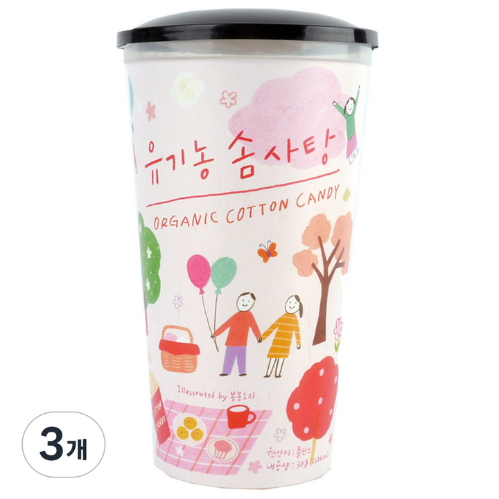피씨오 유기농 솜사탕, 30g, 3개