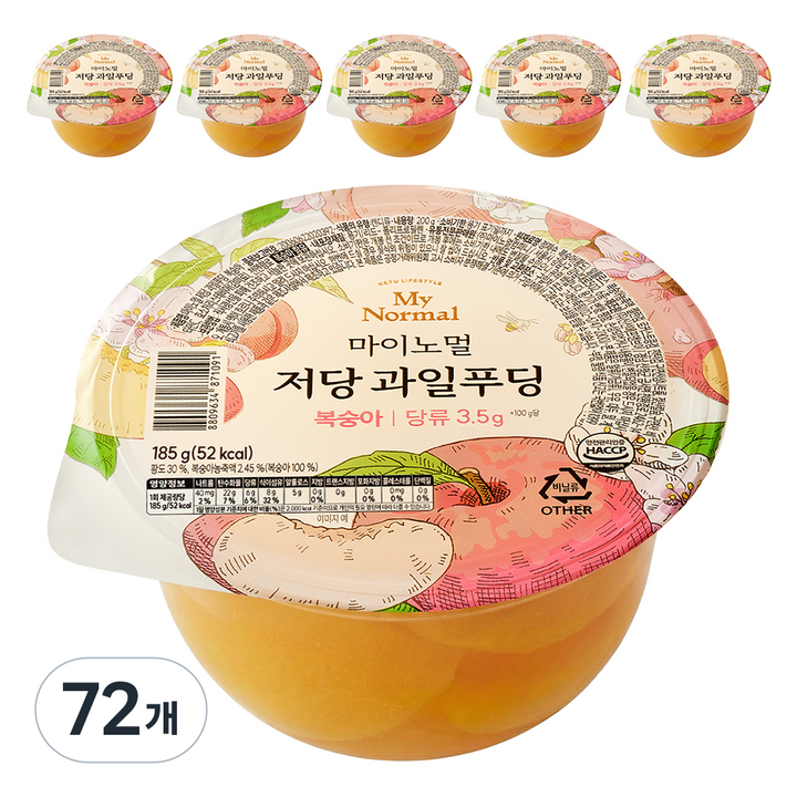 마이노멀 저당 과일푸딩 복숭아, 185g, 72개