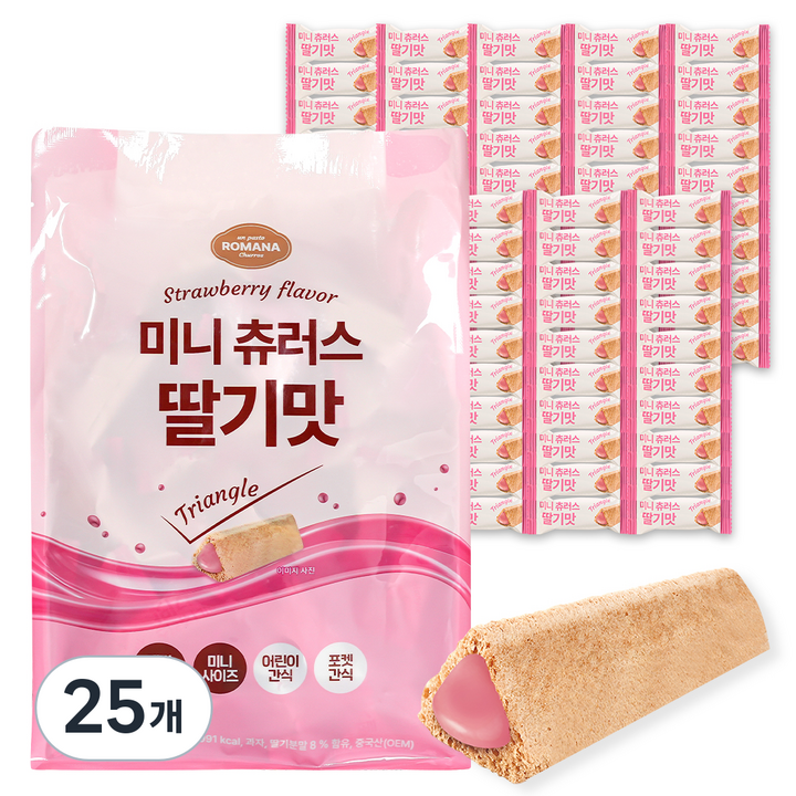 로마나 미니 츄러스 딸기맛, 25개, 200g