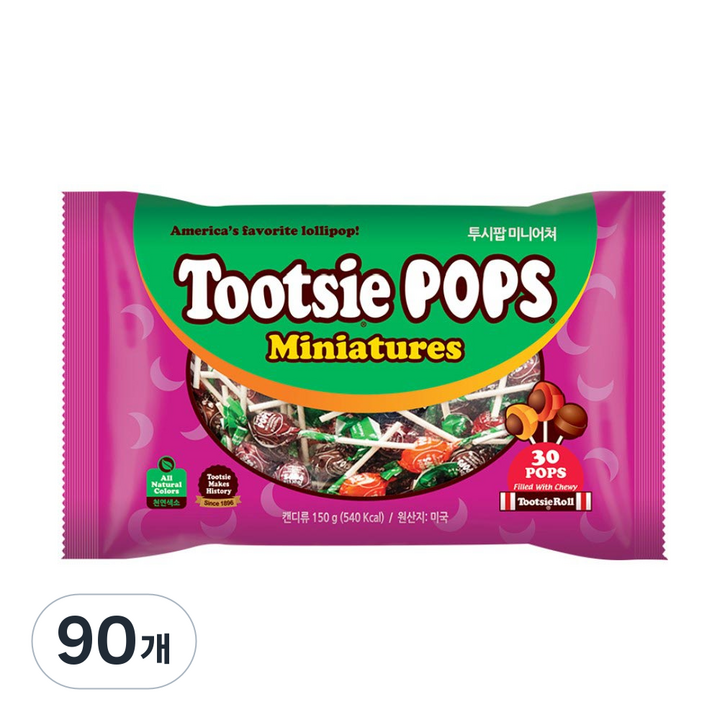 투시팝 미니어쳐 막대사탕, 150g, 90개