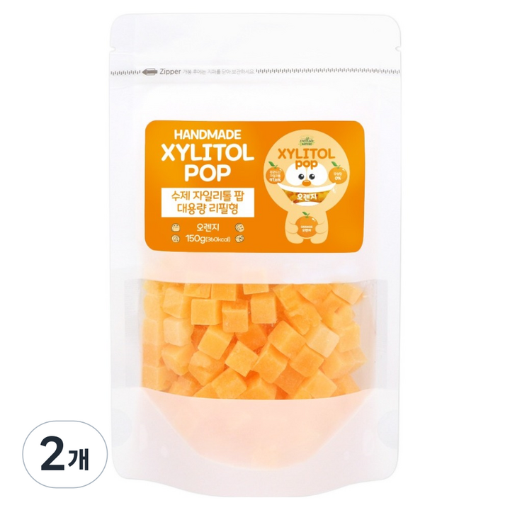 자일리톨팝 파우치 오렌지, 150g, 2개