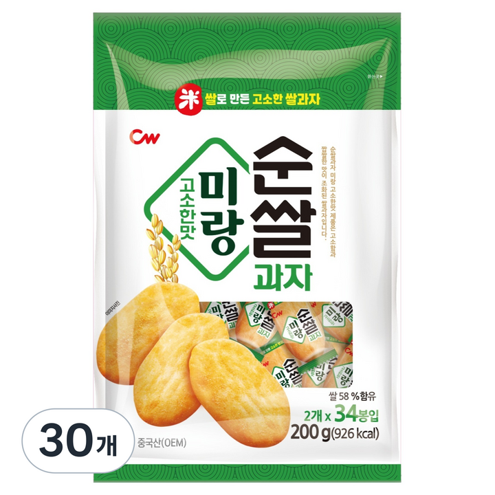 청우식품 순쌀과자미랑 고소한맛, 30개, 200g
