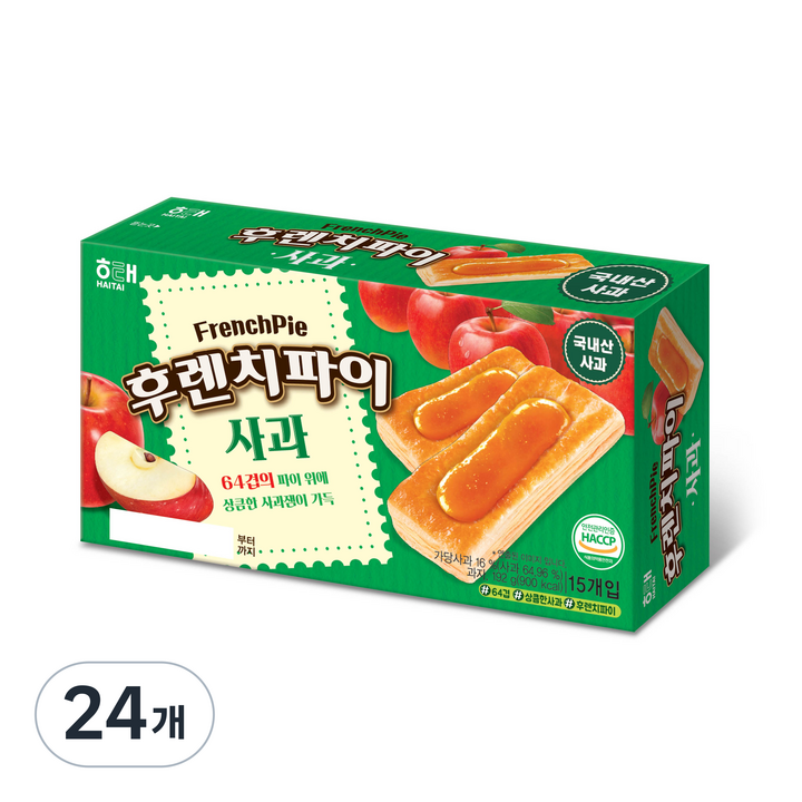 해태제과 후렌치파이 사과, 192g, 24개
