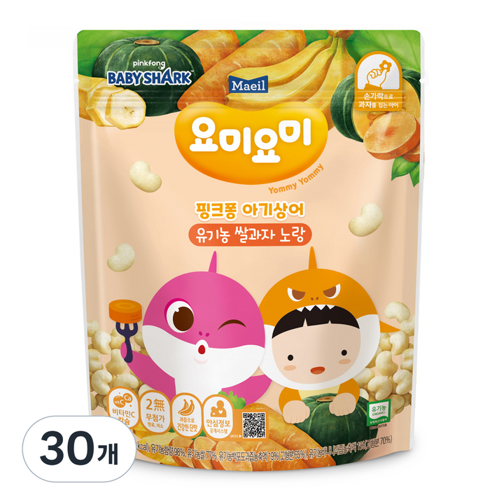 요미요미 유기농 쌀과자, 단호박 + 당근 + 바나나, 25g, 30개