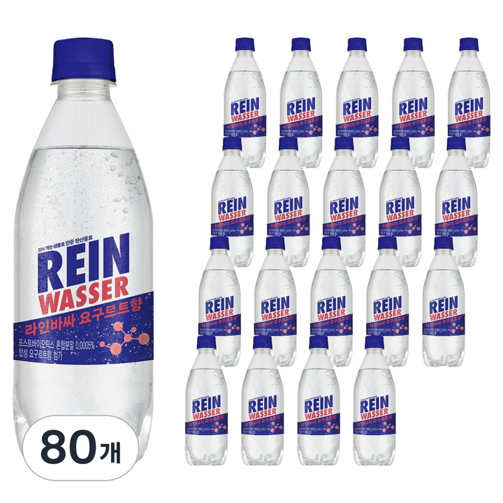 라인바싸 탄산음료 요구르트, 80개, 500ml