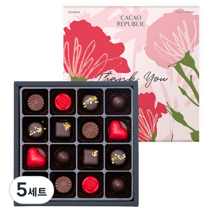 카카오리퍼블릭 넛티플레져 감사 수제초콜릿 세트, 175g, 5세트