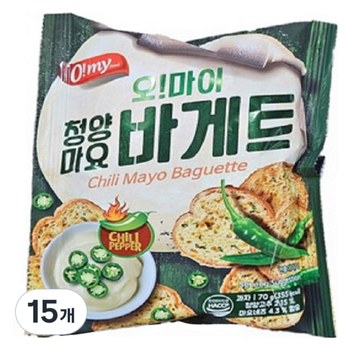 마늘빵집 오! 마이 청양마요 바게트, 15개, 70g
