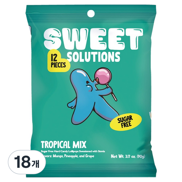 스위트 솔루션즈 트로피칼 믹스 막대사탕, 90g, 18개