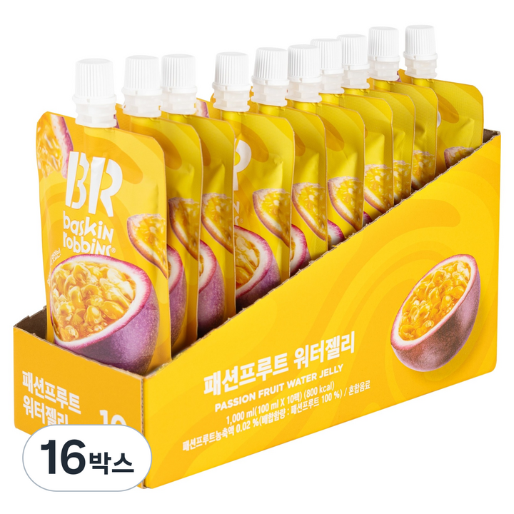 배스킨라빈스 얼려먹는 패션프루트 워터젤리 10개입, 1L, 16박스