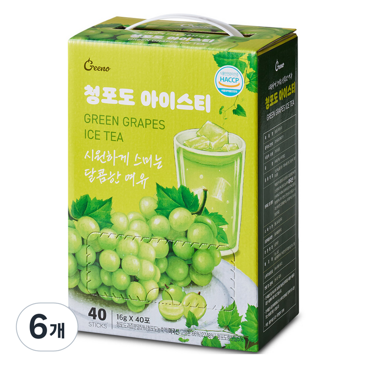 지노 청포도 아이스티, 16g, 40개입, 6개
