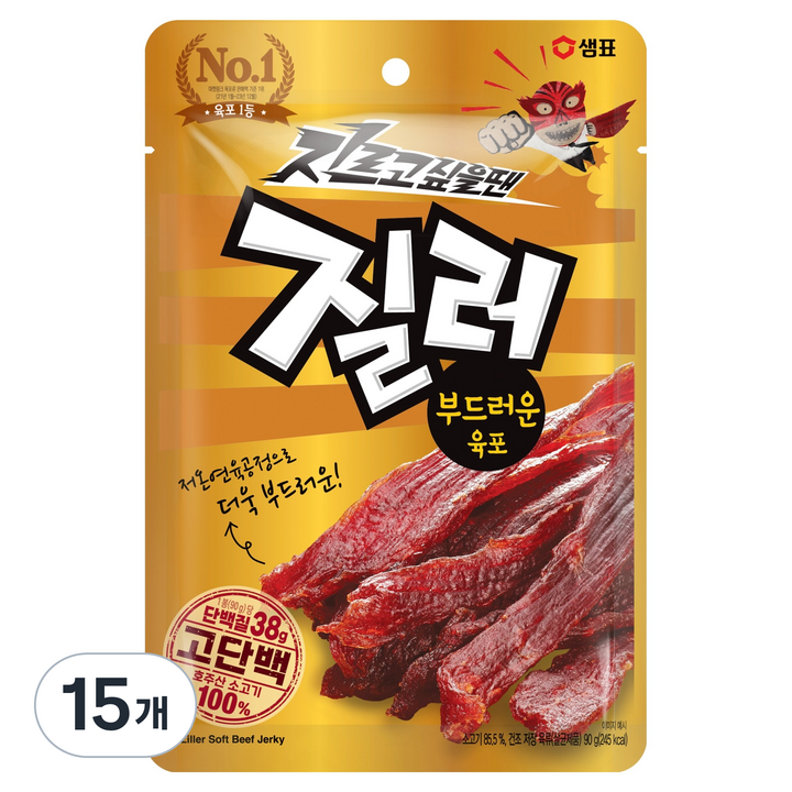 샘표 질러 부드러운 육포, 90g, 15개