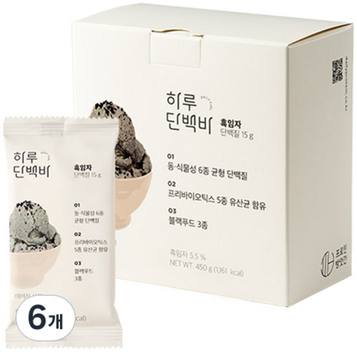 프로틴방앗간 하루단백질바 흑임자, 450g, 6개
