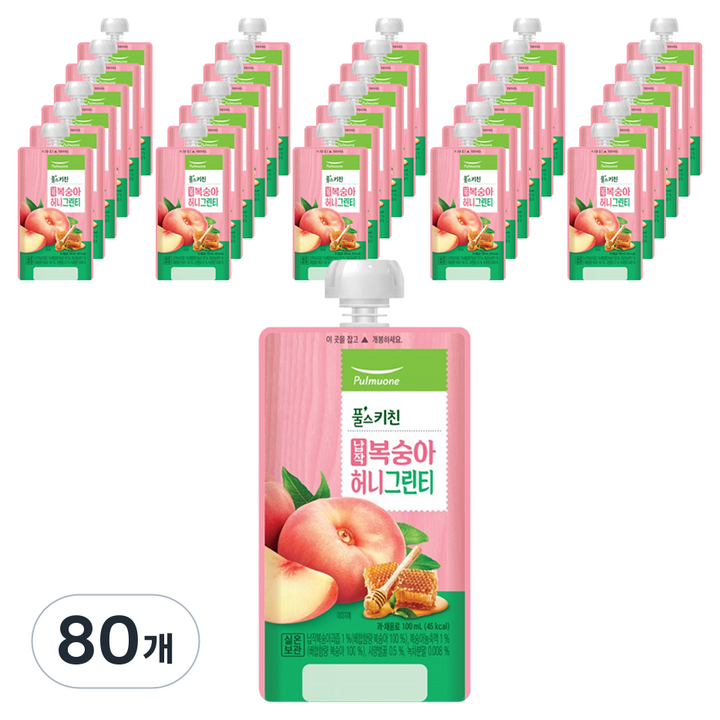 풀무원 풀스키친 납작복숭아 허니그린티, 80개, 100ml