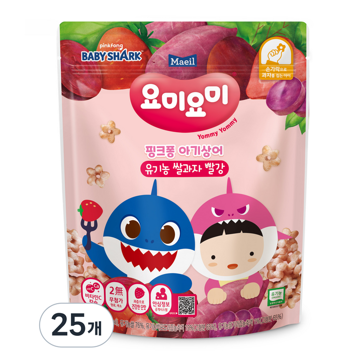 맘마밀요미요미 유기농 쌀과자 25g 빨강, 25개