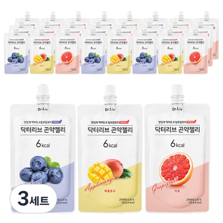 닥터리브 곤약젤리 애플망고 150g x 10p + 블루베리 150g x 10p + 자몽 150g x 10p 세트, 3세트