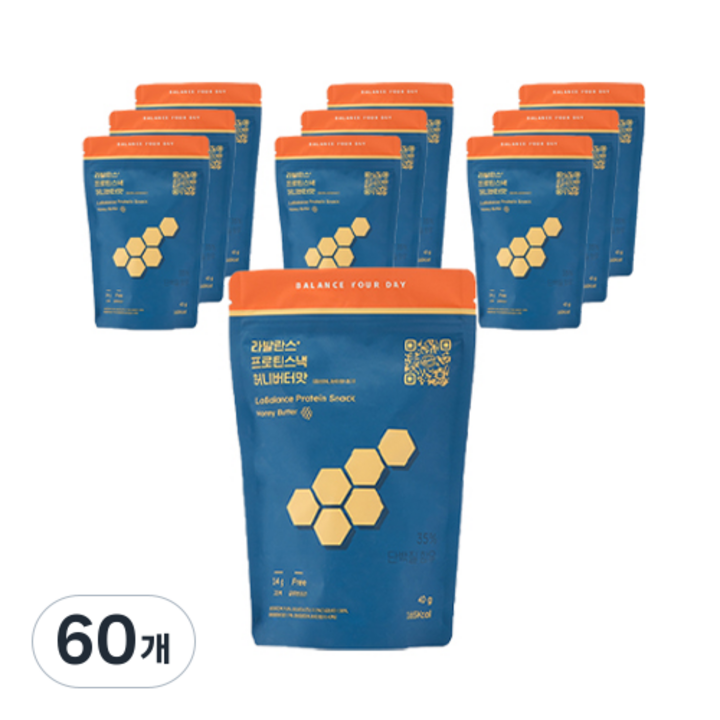라발란스 프로틴 스낵 허니버터맛, 40g, 60개