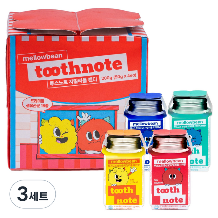 멜로우빈 유산균 자일리톨 캔디 50g x 4종 세트, 3세트