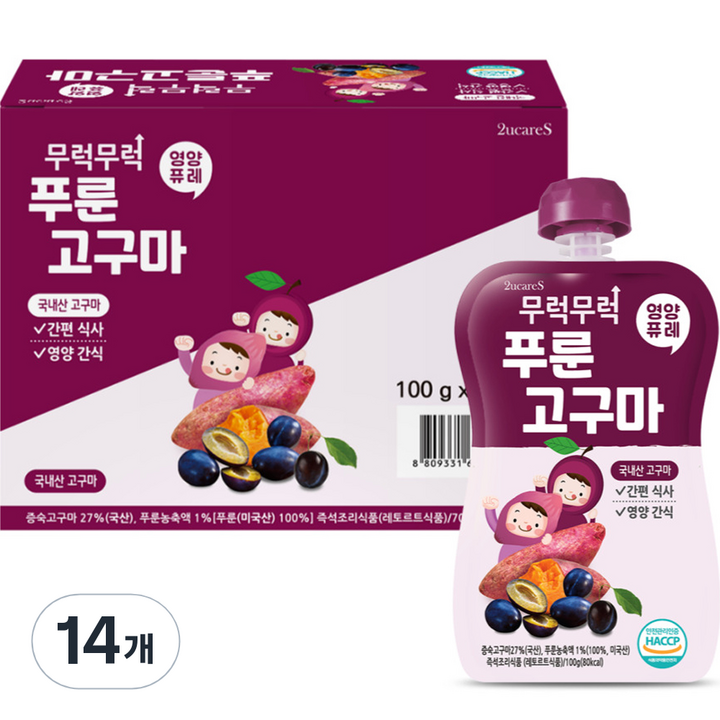 이유케어스 무럭무럭 과일퓨레, 푸룬고구마, 14개, 100g