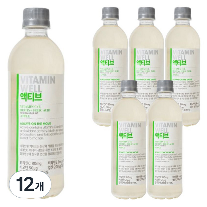 비타민웰 액티브 사과맛 비타민음료, 12개, 500ml