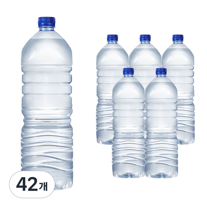 먹는샘물산수 가벼운샘 생수 무라벨, 2L, 42개
