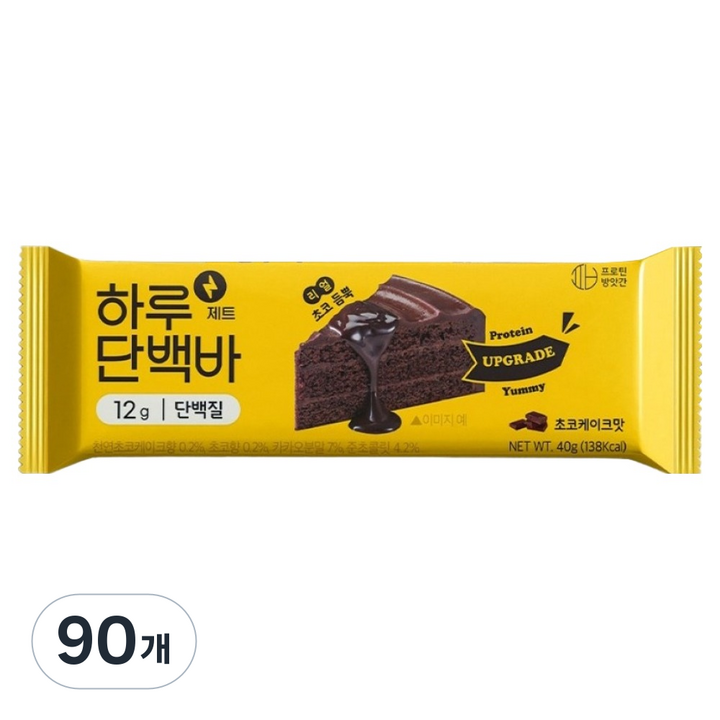 프로틴방앗간 하루단백바 제트 초코케이크맛, 40g, 90개