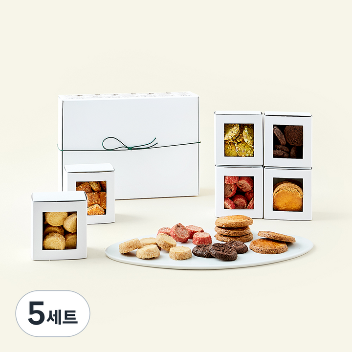 메종엠오 쿠키 사브레 바니유 110g + 사브레 쇼콜라 110g + 튜일 피스타슈 70g + 사브레 로즈 110g + 사브레 낭테즈 80g + 푀이테프로마쥬 70g 선물세트, 550g, 1개입, 5세트
