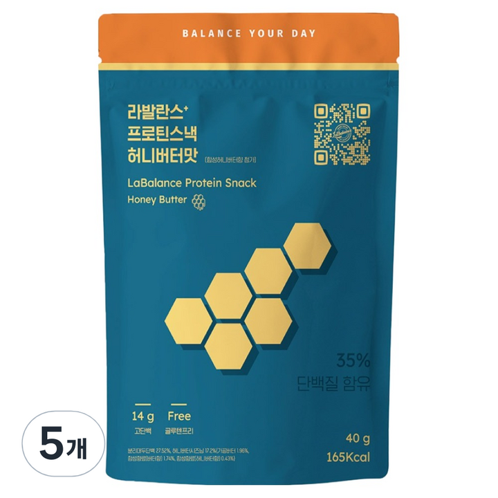 라발란스 프로틴스낵 허니버터 과자, 40g, 5개