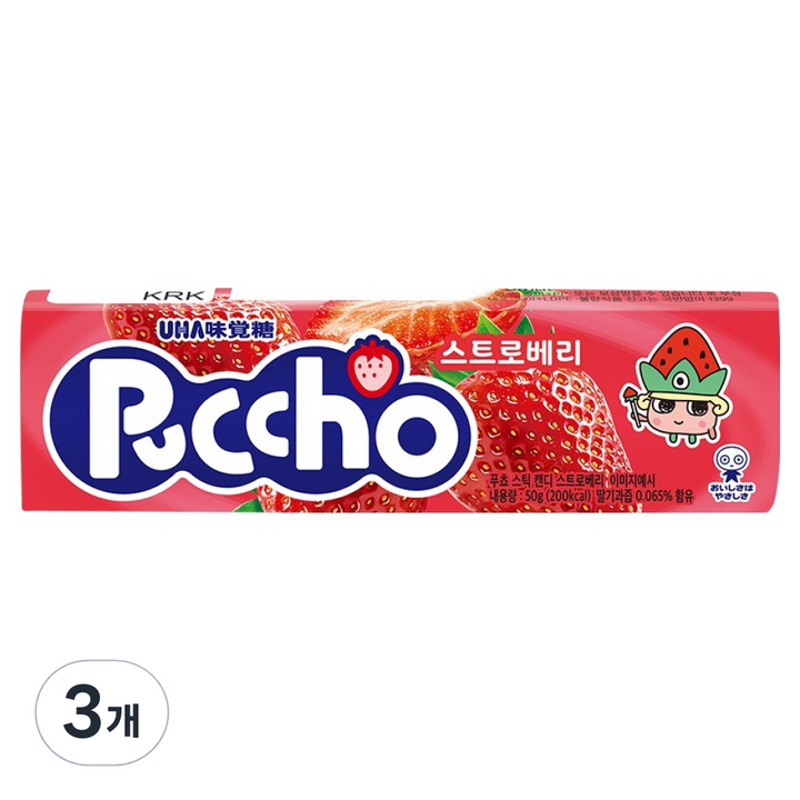 푸쵸 스틱 캔디 스트로베리, 50g, 3개