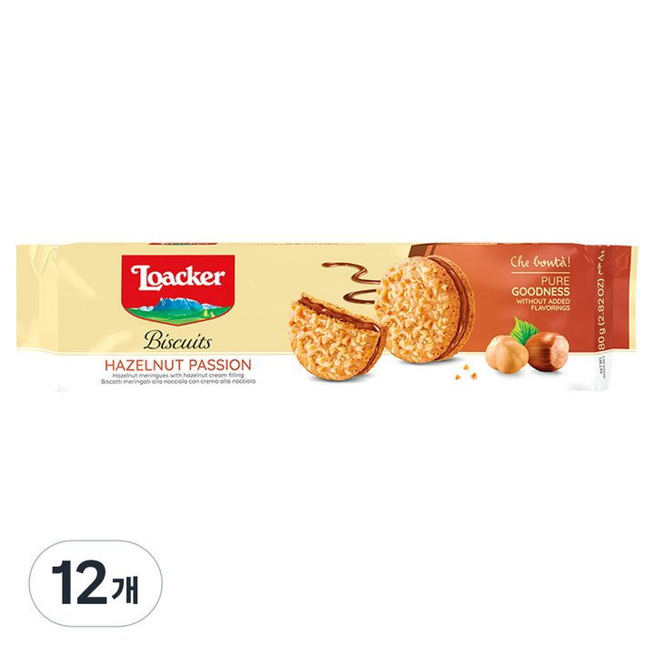 로아커 비스킷 헤이즐넛, 80g, 12개