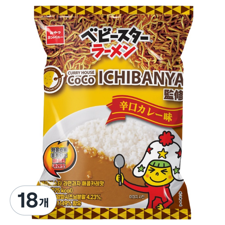 베이비스타 라면과자 매콤카레맛, 54g, 18개