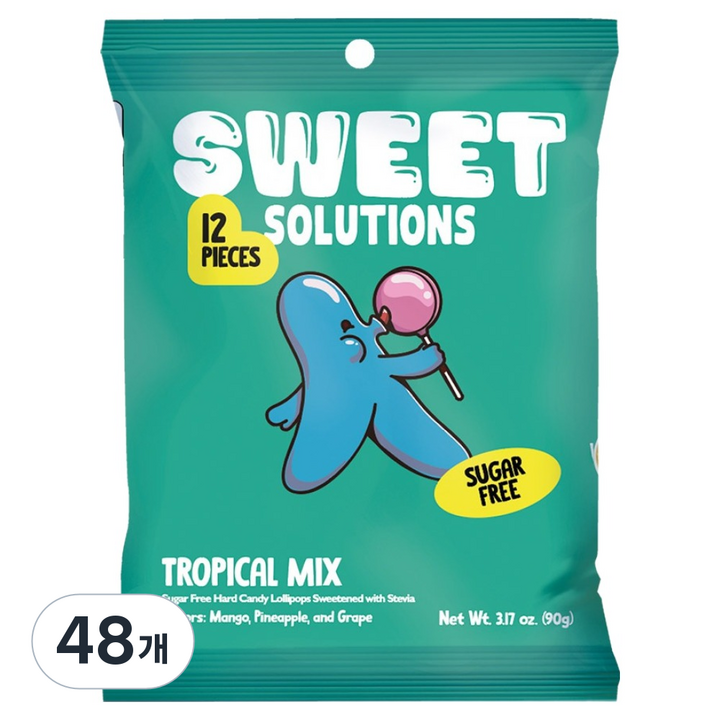 스위트 솔루션즈 트로피칼 믹스 막대사탕, 90g, 48개