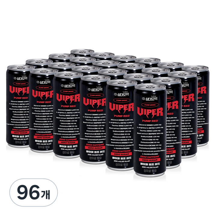 삼대오백 바이퍼 펌프 레드 ZERO 탄산음료, 96개, 355ml