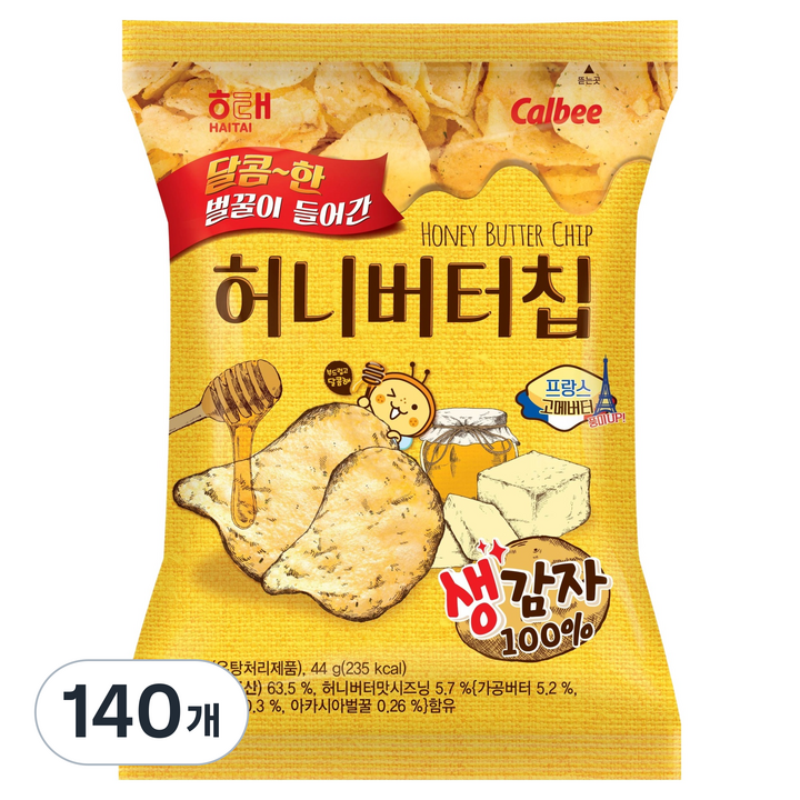 해태제과 허니버터칩, 44g, 140개