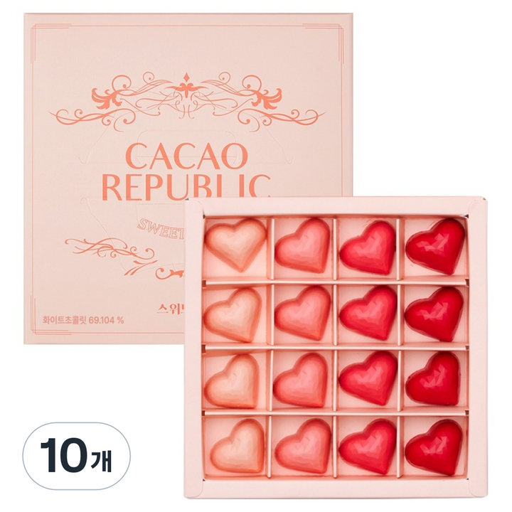 카카오리퍼블릭 스위트하트 수제초콜릿 4종 x 4p 선물세트 180g, 10개