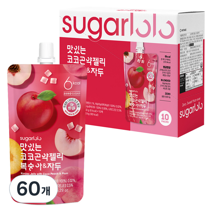슈가로로 맛있는 코코 곤약젤리 복숭아 자두 10개입, 150g, 6개