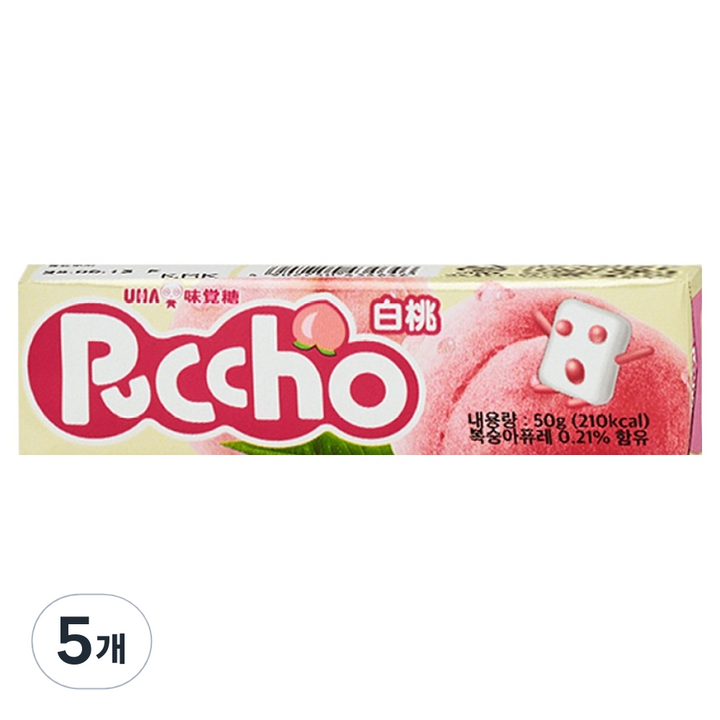 푸쵸 스틱 캔디 피치, 5개, 50g
